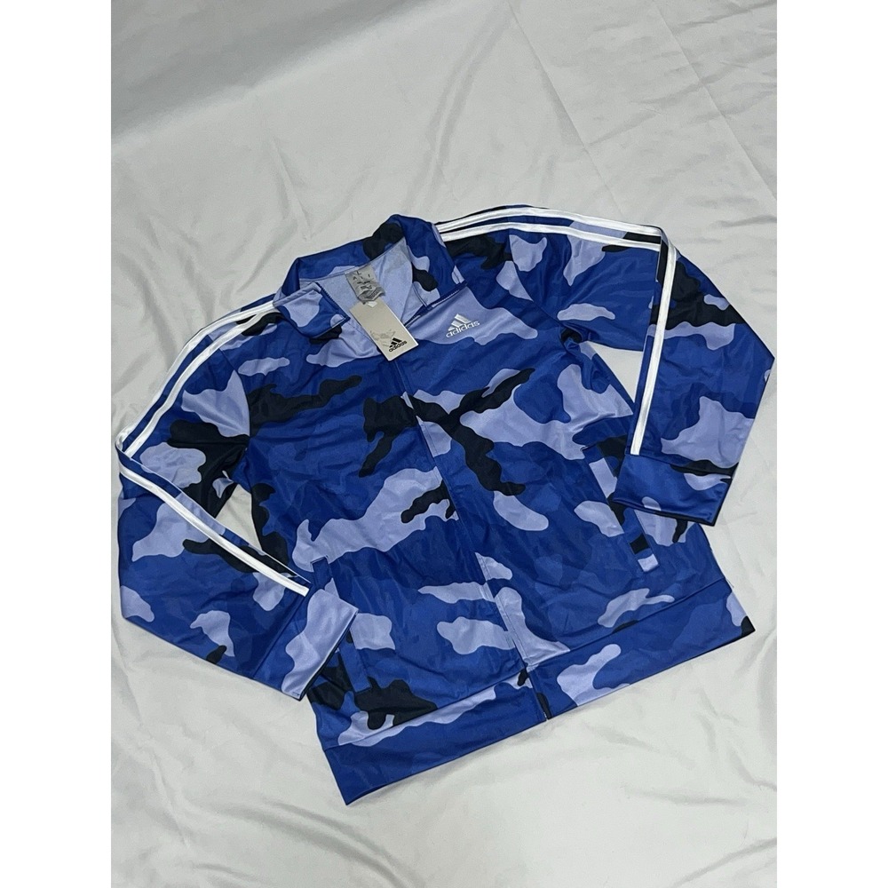 Adidas Track Jacket Youth Size L 14/16 Full Zip Camo 3 Stripe Sports Jacket NWT